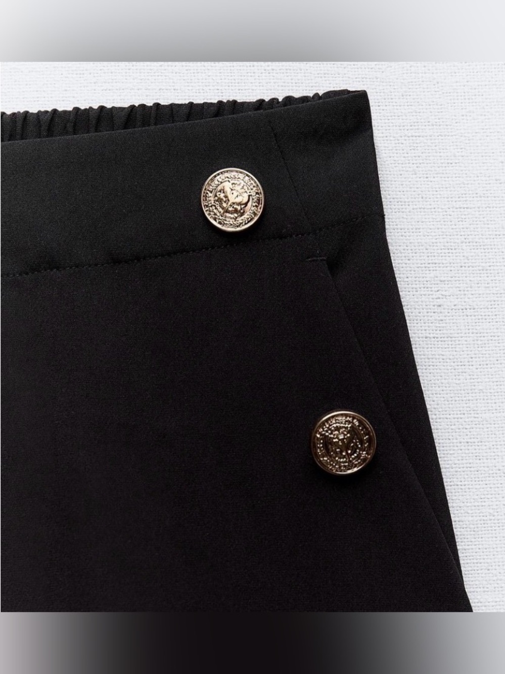 Zara Black Gold Button Cigarette Pants Tapered Trousers NWT Small - Picture 6 of 10
